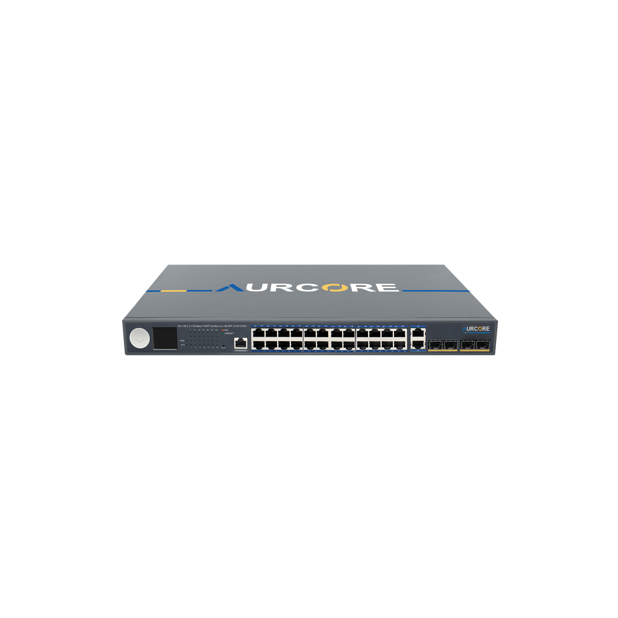 AES2011P | 24 x GE(PoE+), 2 x GE Combo, 2 x GE SFP | LCD