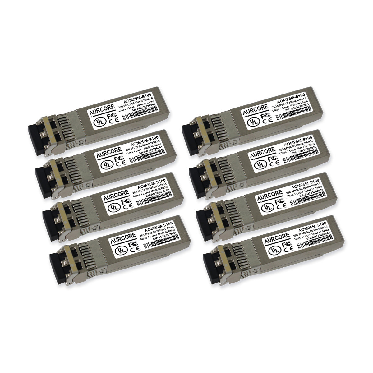 25GBASE-SR SFP28 850nm 100m (328ft) DOM Duplex LC MMF Optical Transceiver Module, AOM25M-S100